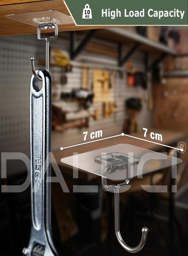 DALUCI Big Size Self Adhesive Hooks Transparent Wall Hooks for Hanging - Heavy Duty Wall Hanger Hook for Bathroom, Kitchen, Home, Office, Towels & Utensils - Hooks for Wall Heavy Items (Big Hook, 10) - Image 3